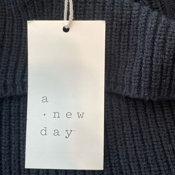 A New Day Mock Neck Cutout Sweater Black Ribbed Knit Long Sleeves XL - Picture 9 of 13